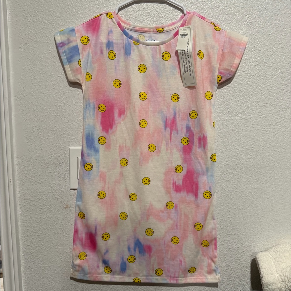 Old Navy Pink Tie-Dye Smiley Face Nightgown